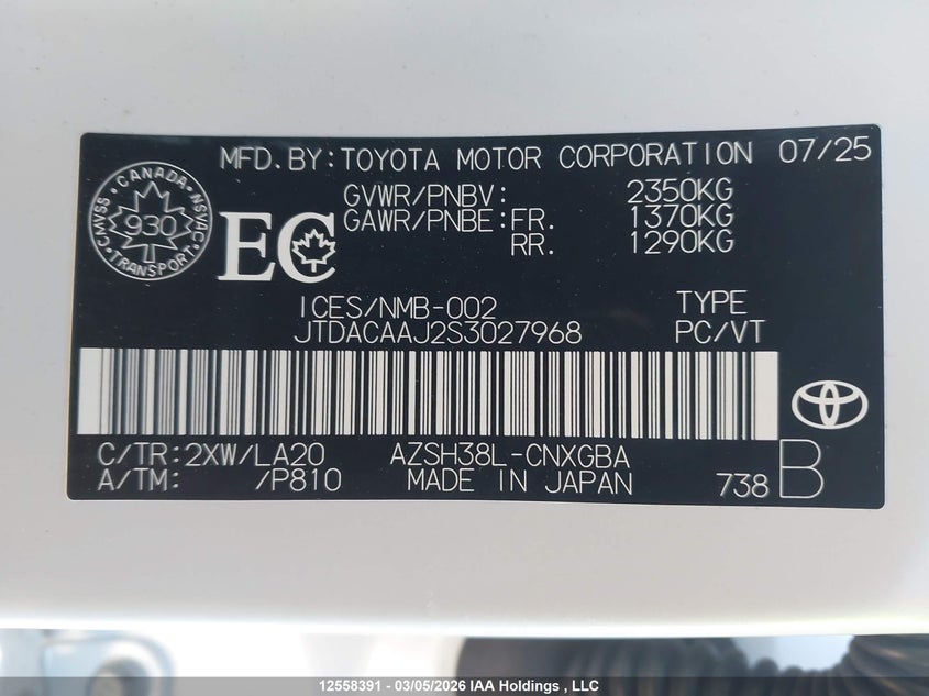 2025 Toyota Crown Signia Limited VIN: JTDACAAJ2S3027968 Lot: 12558391