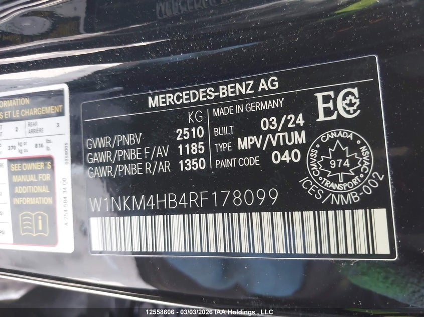 2024 Mercedes-Benz Glc 300 4Matic VIN: W1NKM4HB4RF178099 Lot: 12558606