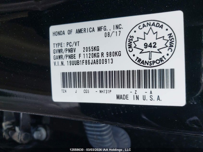 2018 Acura Tlx Elite A-Spec VIN: 19UUB1F86JA800913 Lot: 12558630