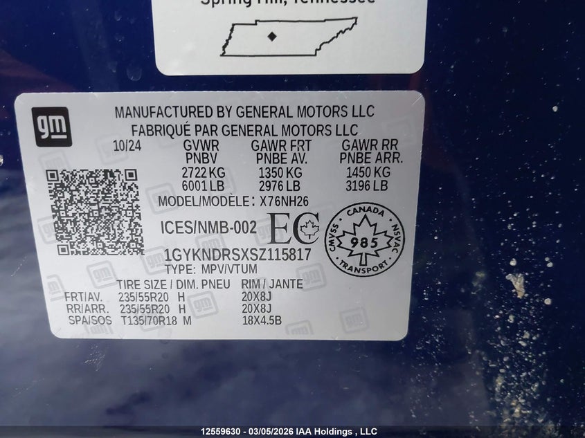 2025 Cadillac Xt5 Premium Luxury Awd VIN: 1GYKNDRSXSZ115817 Lot: 12559630