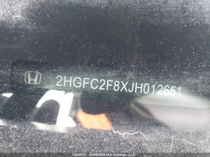 2018 Honda Civic VIN: 2HGFC2F8XJH012651 Lot: 12559757