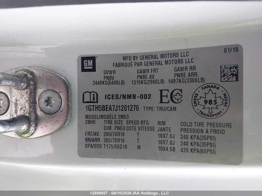 2018 GMC Canyon VIN: 1GTH5BEA7J1201276 Lot: 12559857