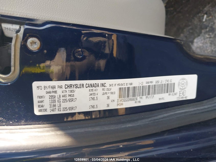 2013 Dodge Grand Caravan Crew VIN: 2C4RDGDG3DR668236 Lot: 12559901