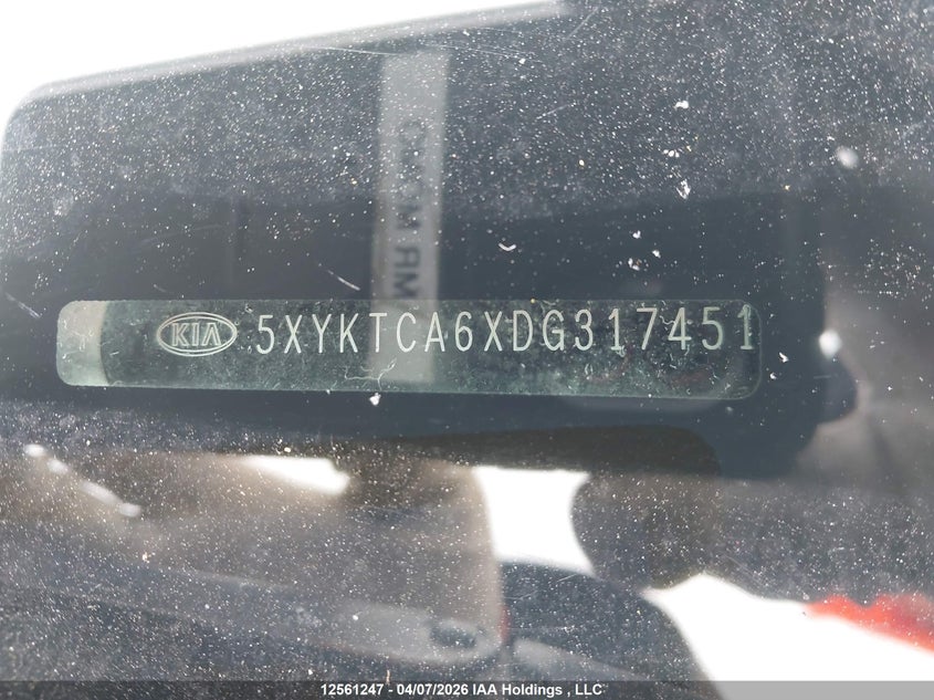 2013 Kia Sorento Lx VIN: 5XYKTCA6XDG317451 Lot: 12561247