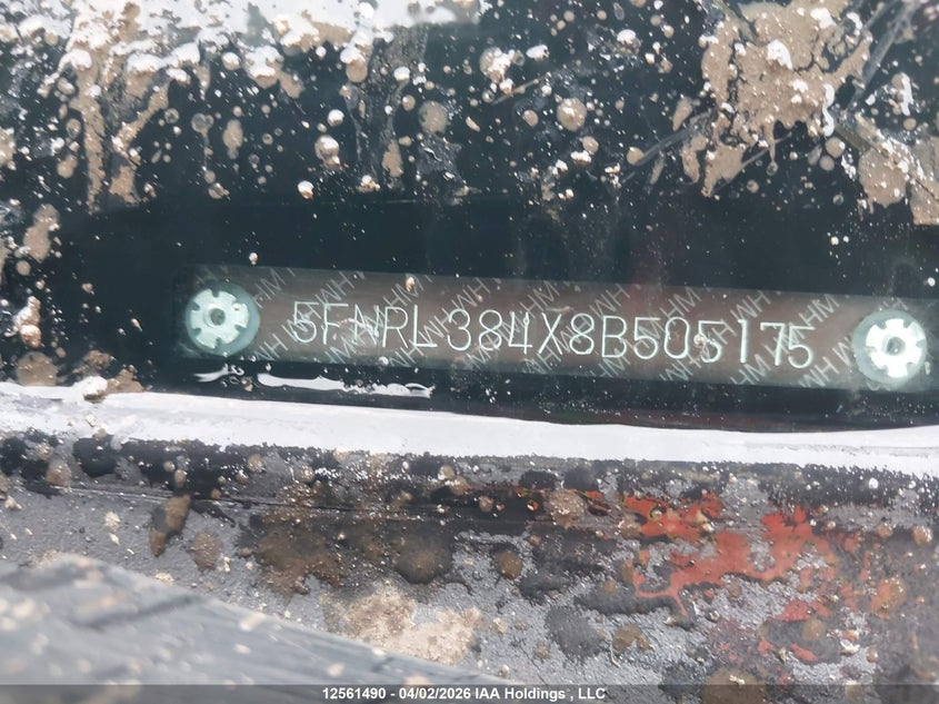 2008 Honda Odyssey Ex VIN: 5FNRL384X8B505175 Lot: 12561490