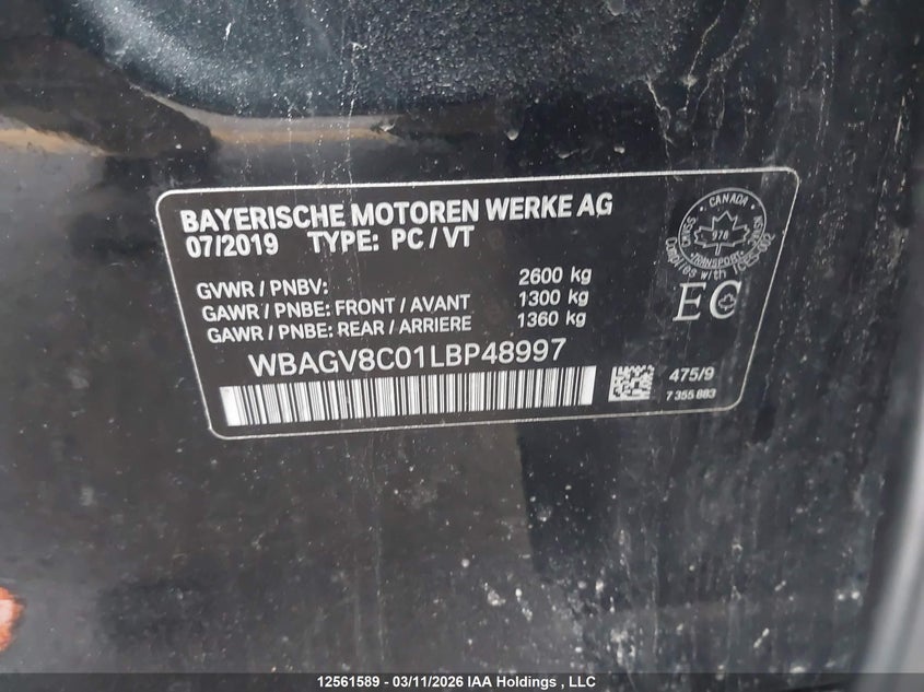 2020 BMW M850I Gran Coupe xDrive VIN: WBAGV8C01LBP48997 Lot: 12561589