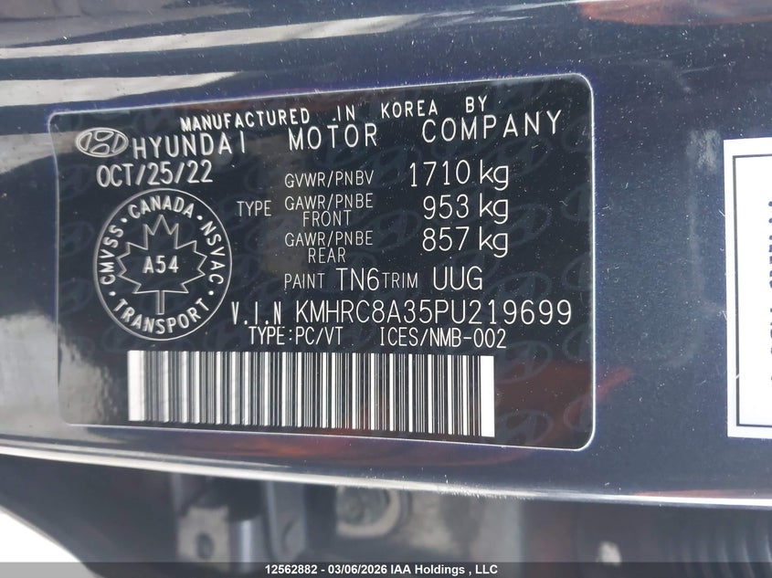 2023 Hyundai Venue Sel/Limited VIN: KMHRC8A35PU219699 Lot: 12562882