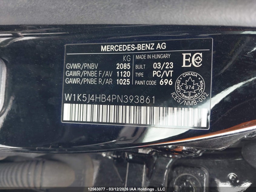 2023 Mercedes-Benz Cla 250 Coupe 4Matic VIN: W1K5J4HB4PN393861 Lot: 12563077