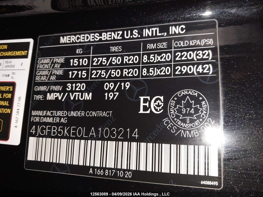 2020 Mercedes-Benz Gle 450 4Matic VIN: 4JGFB5KE0LA103214 Lot: 12563089