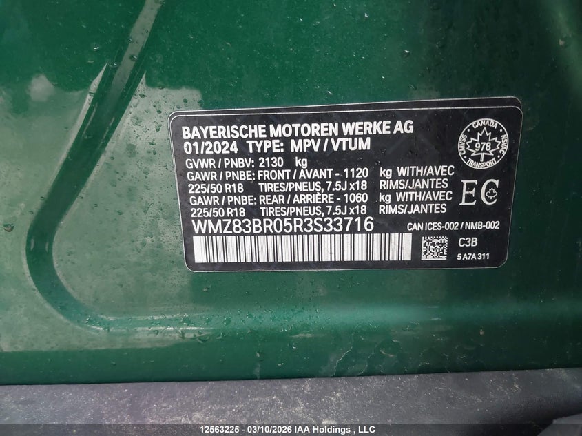 2024 Mini Countryman Cooper S VIN: WMZ83BR05R3S33716 Lot: 12563225