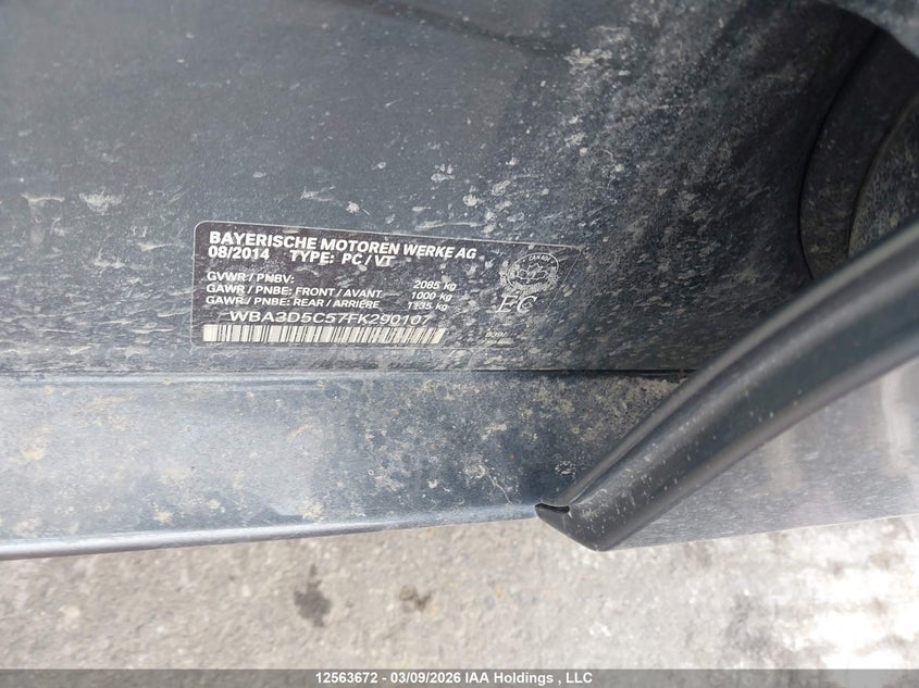 2015 BMW 328D xDrive VIN: WBA3D5C57FK290107 Lot: 12563672