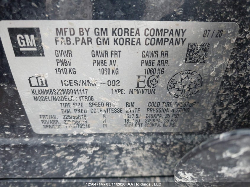 2021 Buick Encore Gx Fwd Preferred VIN: KL4MMBS29MB041117 Lot: 12564714