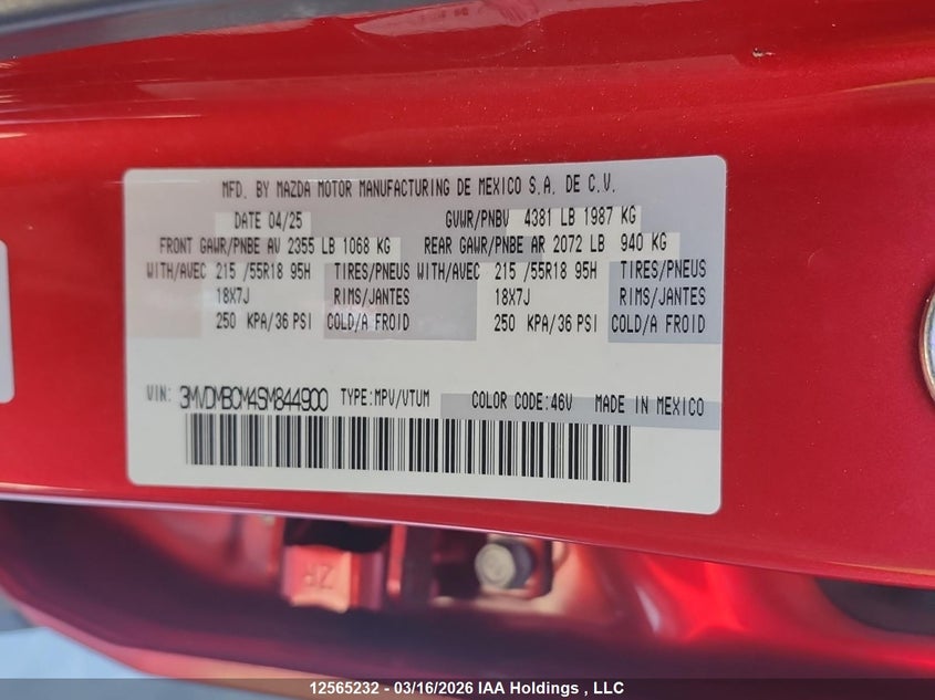 2025 Mazda Cx-30 Preferred VIN: 3MVDMBCM4SM844900 Lot: 12565232