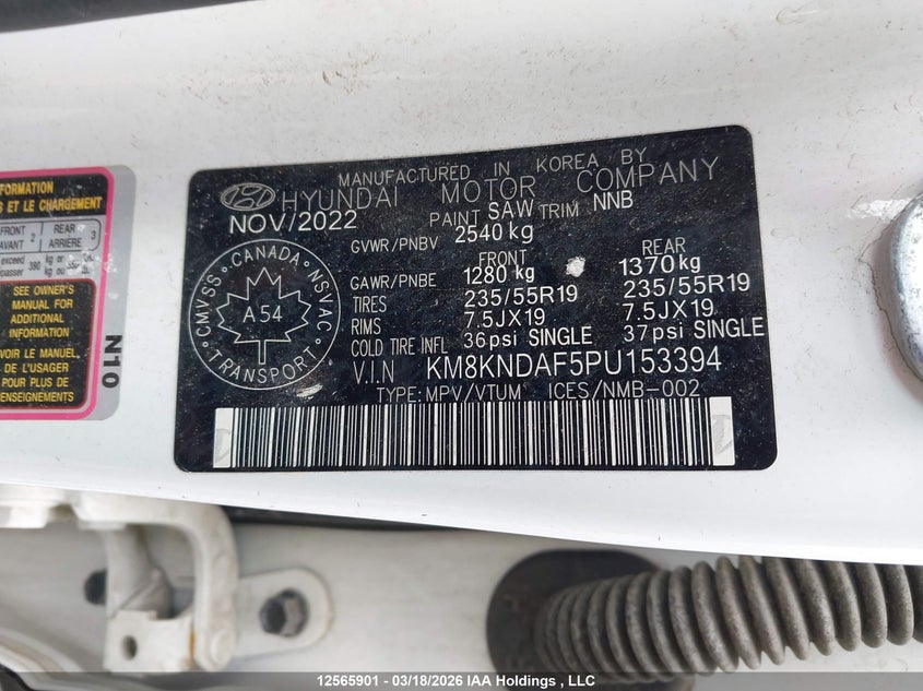 2023 Hyundai Ioniq 5 Sel VIN: KM8KNDAF5PU153394 Lot: 12565901