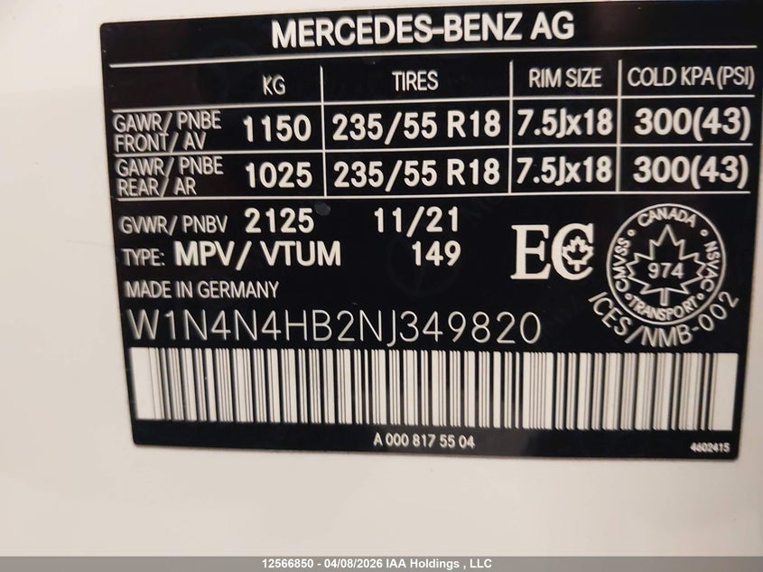 2022 Mercedes-Benz Gla 250 4Matic VIN: W1N4N4HB2NJ349820 Lot: 12566850