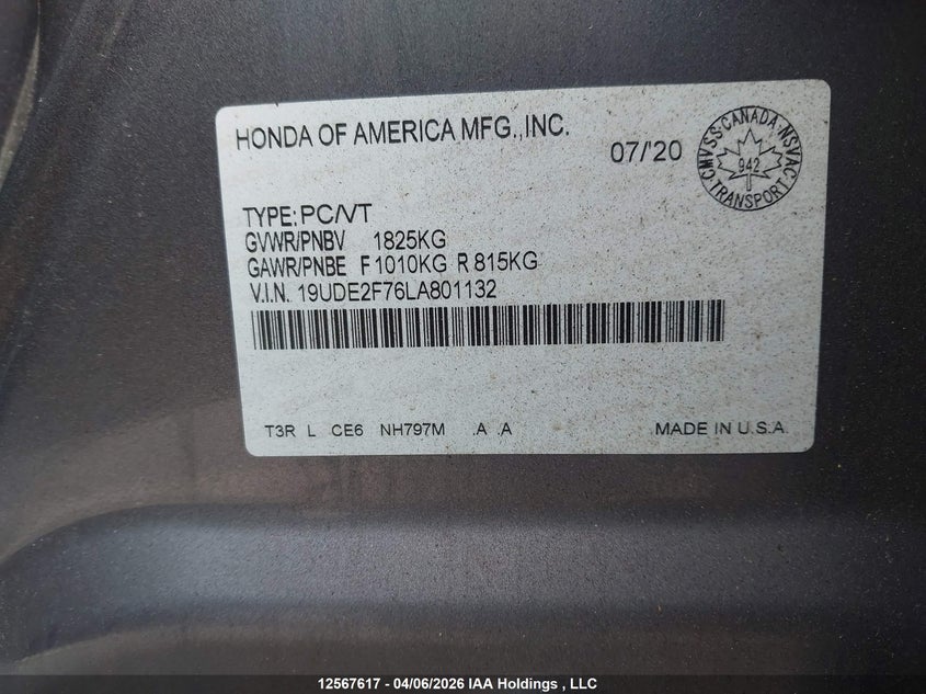 2020 Acura Ilx Premium/Technology VIN: 19UDE2F76LA801132 Lot: 12567617