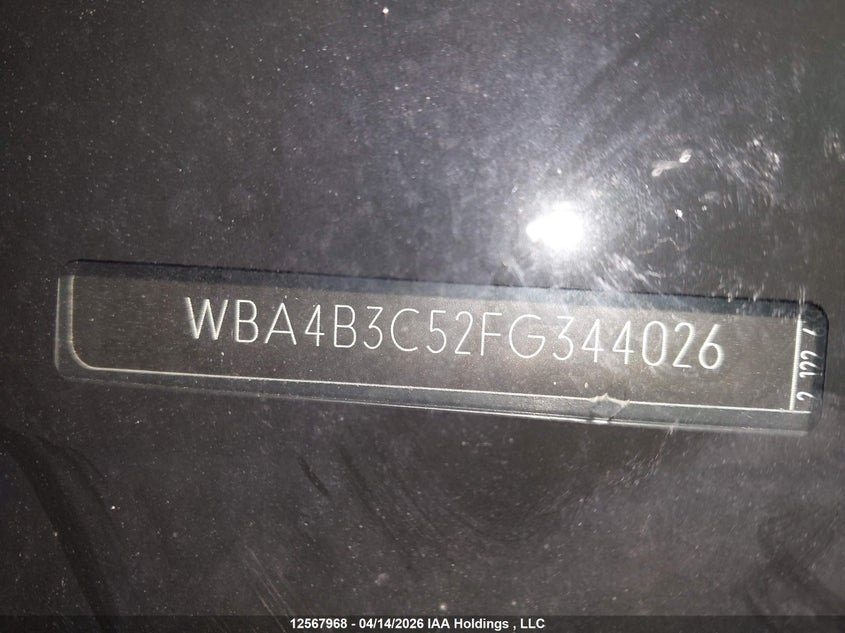 2015 BMW 435I Gran Coupe xDrive VIN: WBA4B3C52FG344026 Lot: 12567968