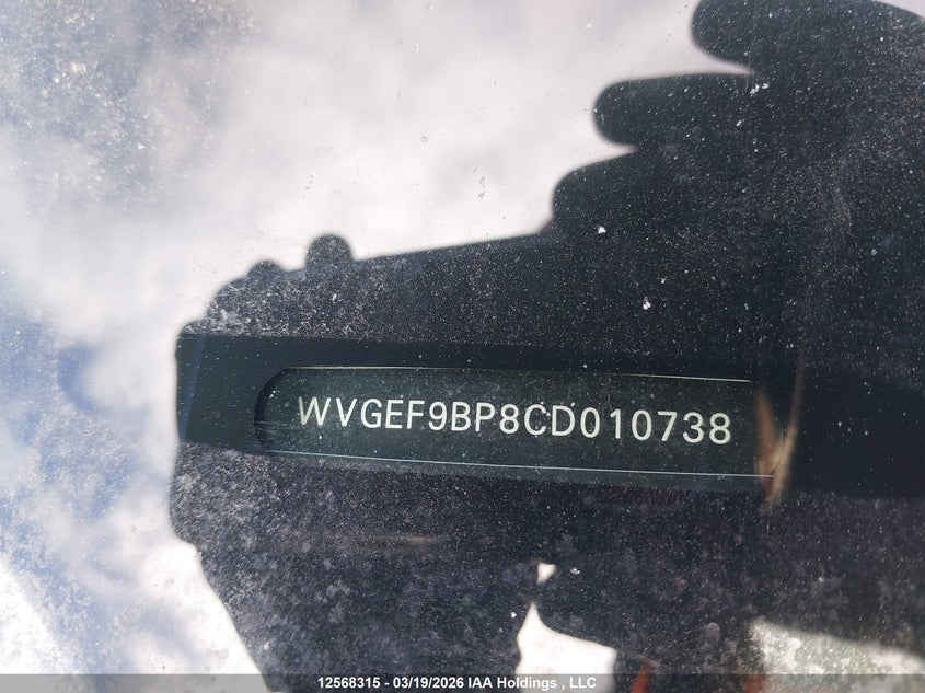 2012 Volkswagen Touareg 3.6L Comfortline/3.6L Execline/3.6L Highline VIN: WVGEF9BP8CD010738 Lot: 12568315
