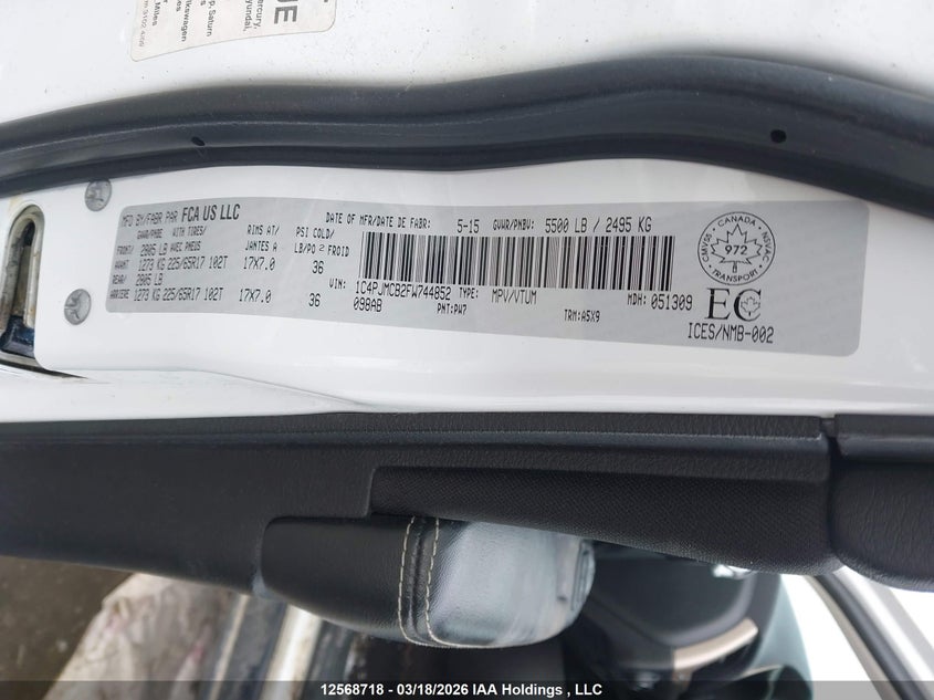 2015 Jeep Cherokee Latitude VIN: 1C4PJMCB2FW744852 Lot: 12568718