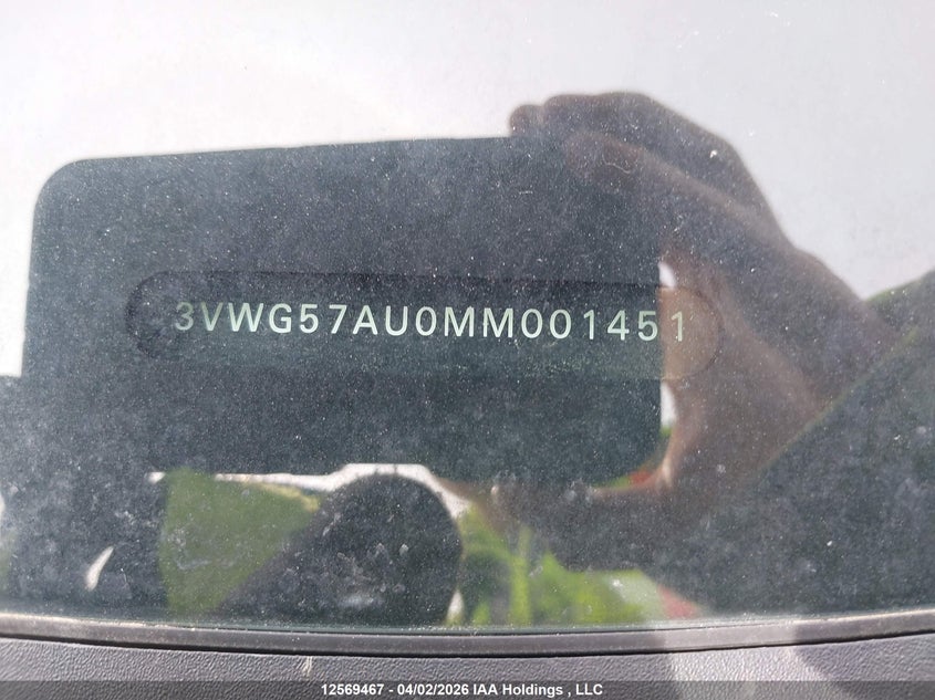 2021 Volkswagen Golf VIN: 3VWG57AU0MM001451 Lot: 12569467