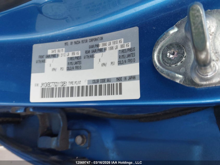 2016 Mazda Cx-3 Touring VIN: JM1DKBC77G0113261 Lot: 12569747