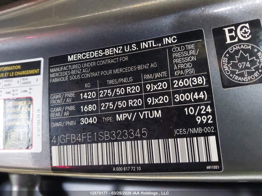 2025 Mercedes-Benz Gle 350 4Matic VIN: 4JGFB4FE1SB323345 Lot: 12570177
