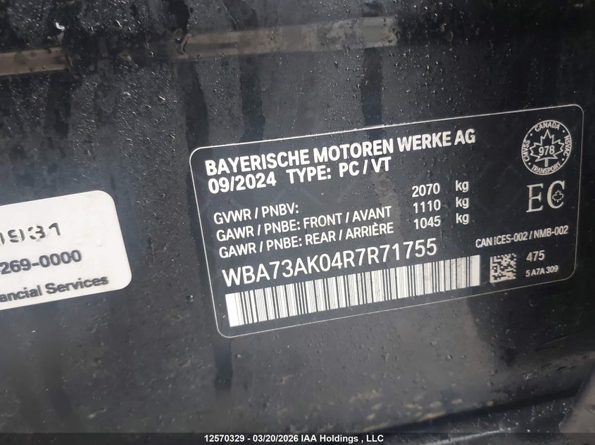 2024 BMW 228Xi VIN: WBA73AK04R7R71755 Lot: 12570329