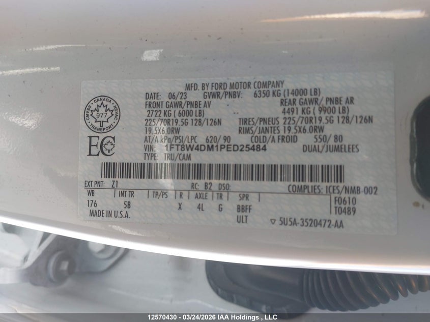 2023 Ford F450 Super Duty VIN: 1FT8W4DM1PED25484 Lot: 12570430