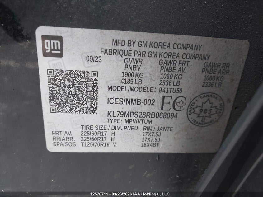 2024 Chevrolet Trailblazer Lt VIN: KL79MPS28RB068094 Lot: 12570711