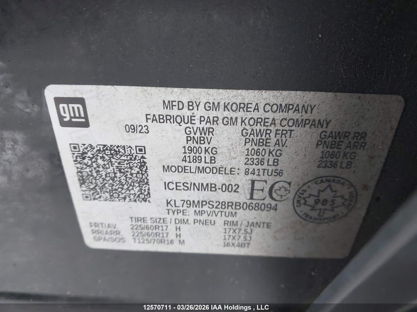 2024 Chevrolet Trailblazer Lt VIN: KL79MPS28RB068094 Lot: 12570711