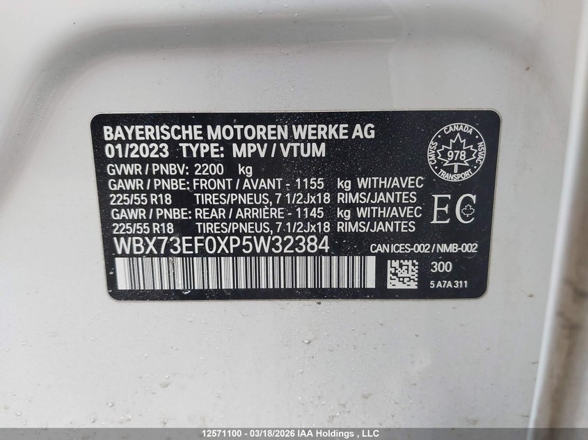 2023 BMW X1 xDrive28I VIN: WBX73EF0XP5W32384 Lot: 12571100