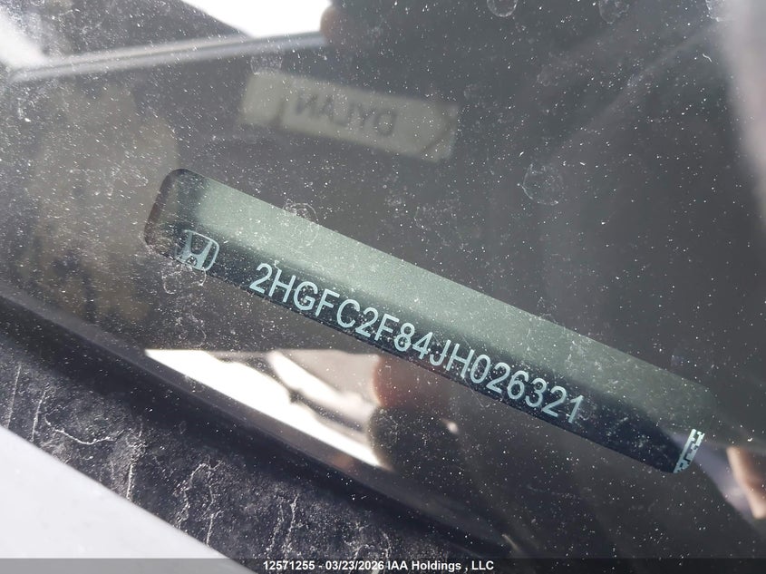 2018 Honda Civic Ex VIN: 2HGFC2F84JH026321 Lot: 12571255