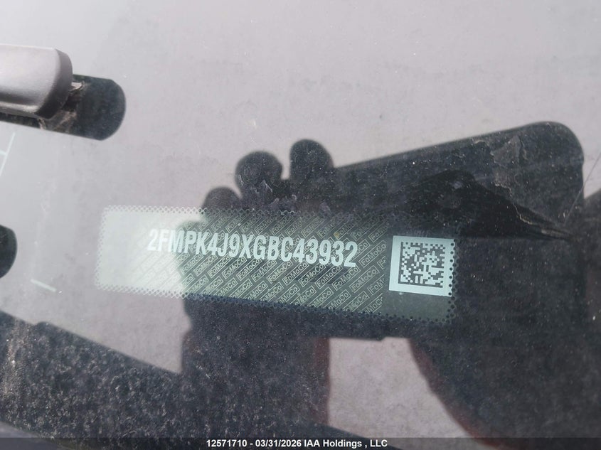 2016 Ford Edge Sel VIN: 2FMPK4J9XGBC43932 Lot: 12571710