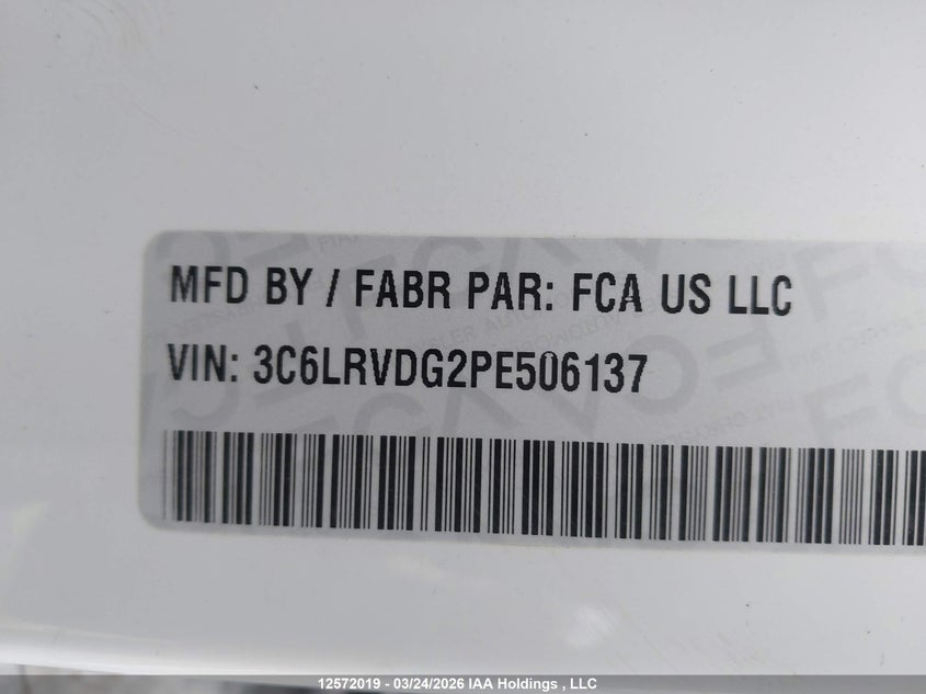 2023 Ram Promaster 2500 2500 High VIN: 3C6LRVDG2PE506137 Lot: 12572019