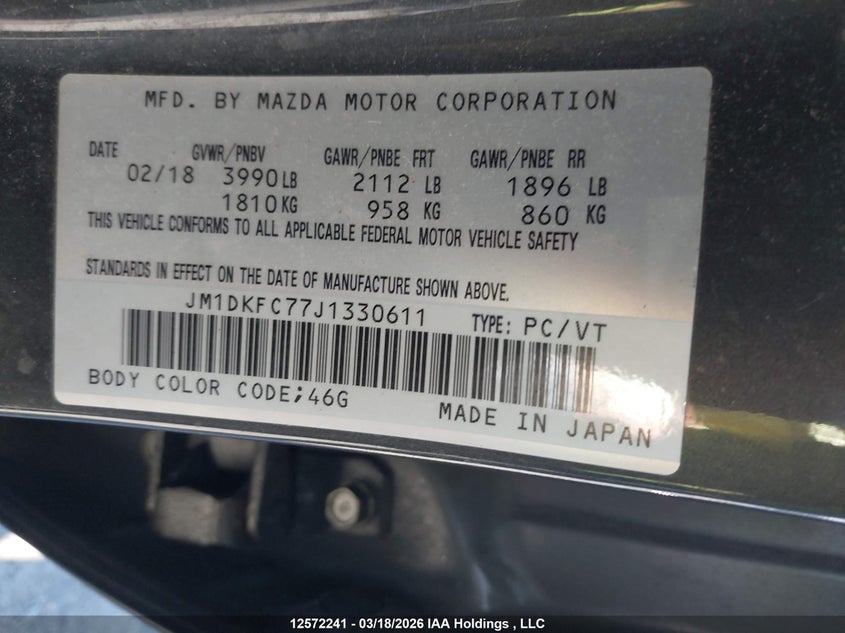 2018 Mazda Cx-3 Touring VIN: JM1DKFC77J1330611 Lot: 12572241