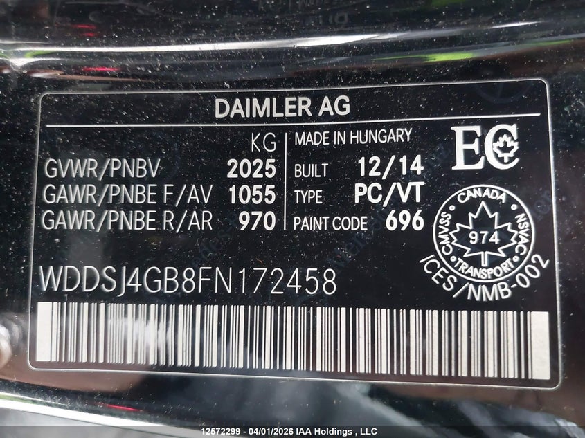 2015 Mercedes-Benz Cla 250 4Matic VIN: WDDSJ4GB8FN172458 Lot: 12572299