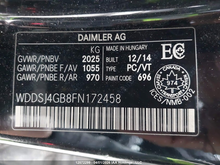 2015 Mercedes-Benz Cla 250 4Matic VIN: WDDSJ4GB8FN172458 Lot: 12572299