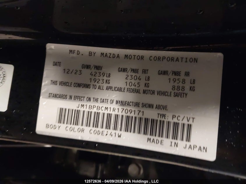 2024 Mazda 3 Preferred VIN: JM1BPBCM1R1709171 Lot: 12572636
