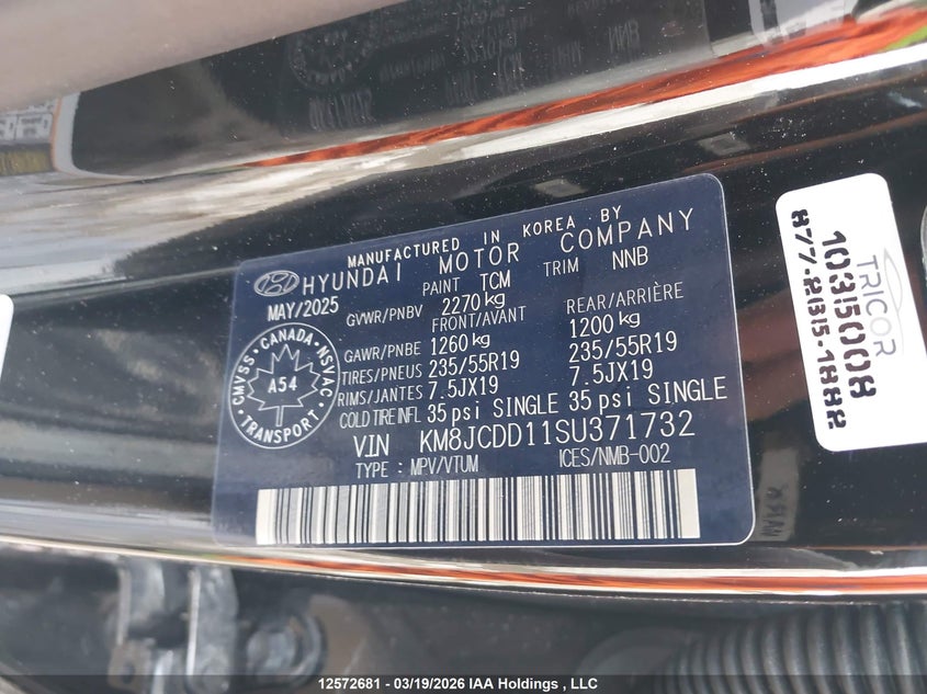 2025 Hyundai Tucson Ultimate Hybrid Awd VIN: KM8JCDD11SU371732 Lot: 12572681