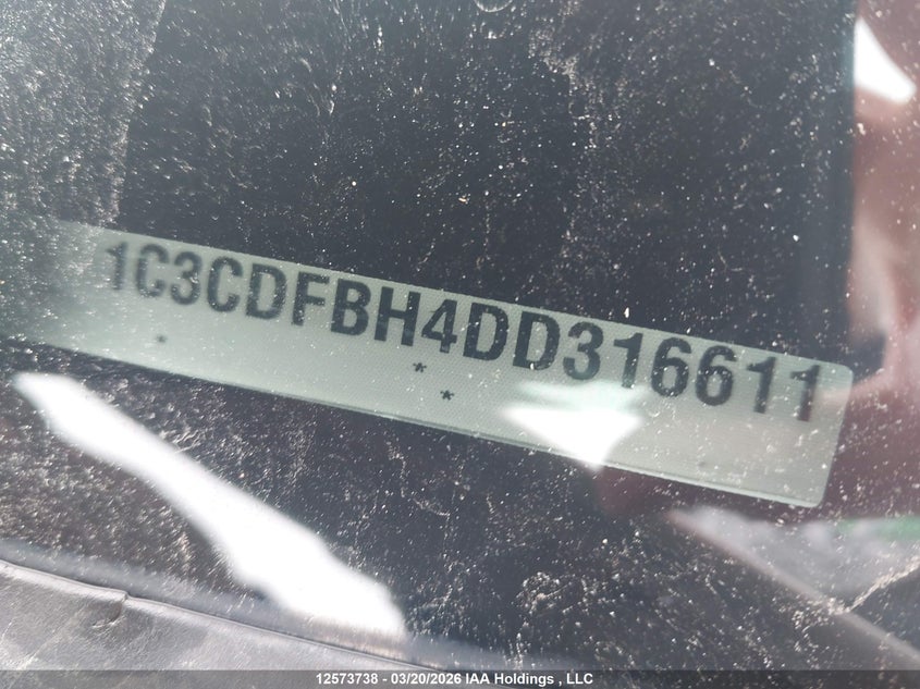 2013 Dodge Dart Sxt VIN: 1C3CDFBH4DD316611 Lot: 12573738