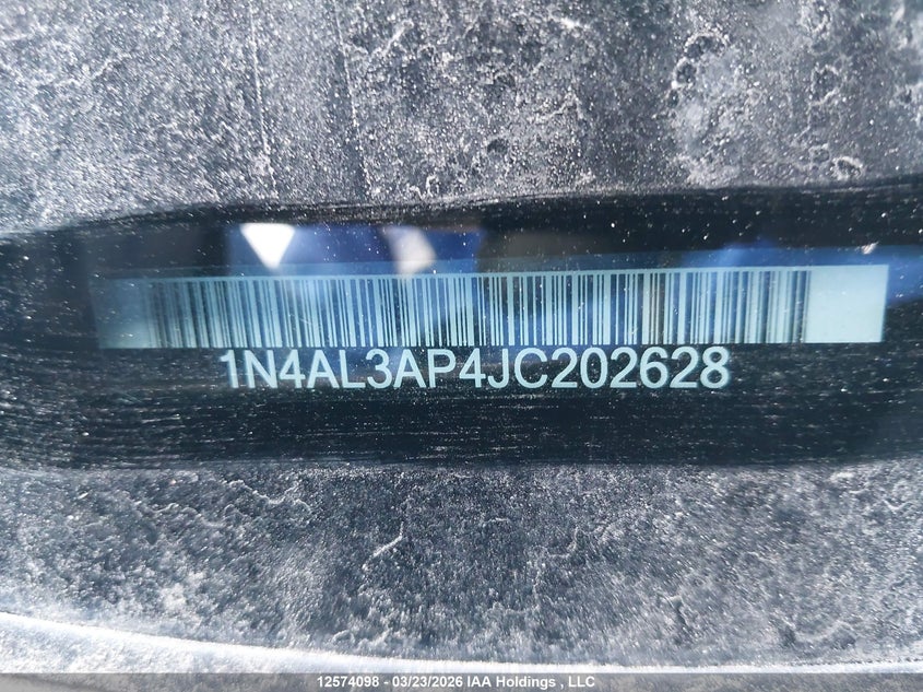 2018 Nissan Altima 2.5 S/2.5 Sl Tech/2.5 Sv VIN: 1N4AL3AP4JC202628 Lot: 12574098