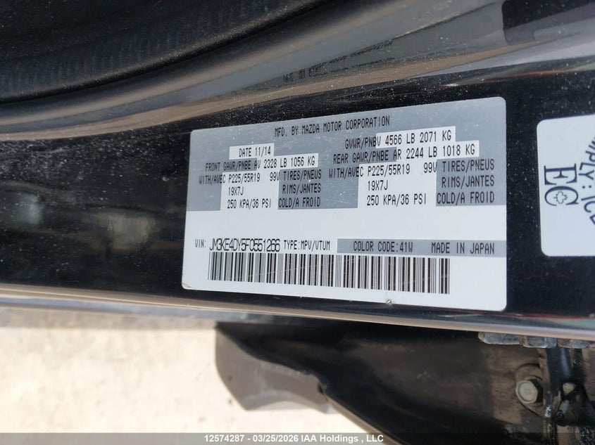 2015 Mazda Cx-5 VIN: JM3KE4DY5F0551266 Lot: 12574287