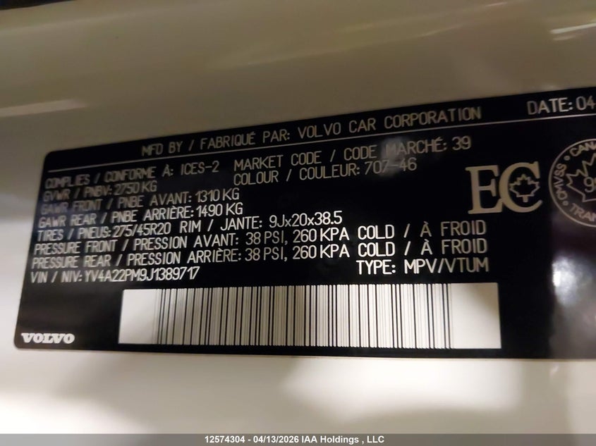 2018 Volvo Xc90 T6 R-Design VIN: YV4A22PM9J1389717 Lot: 12574304