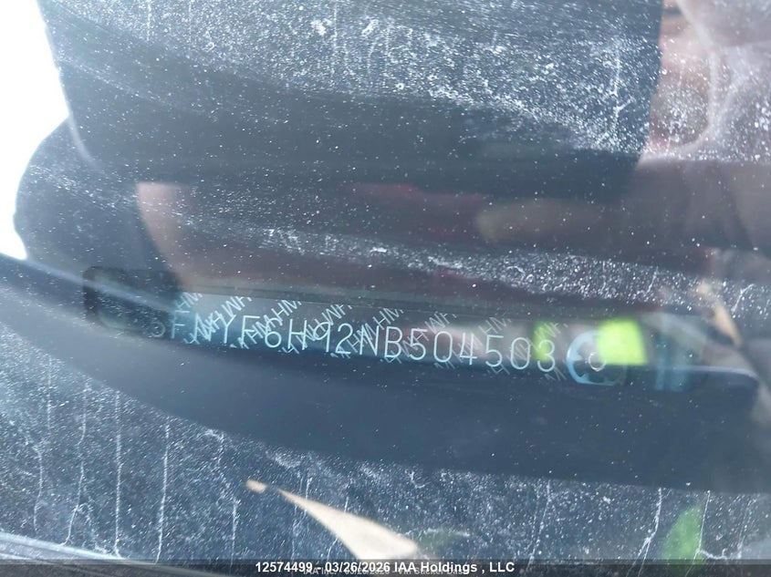 2022 Honda Pilot Touring 8P VIN: 5FNYF6H92NB504503 Lot: 12574499