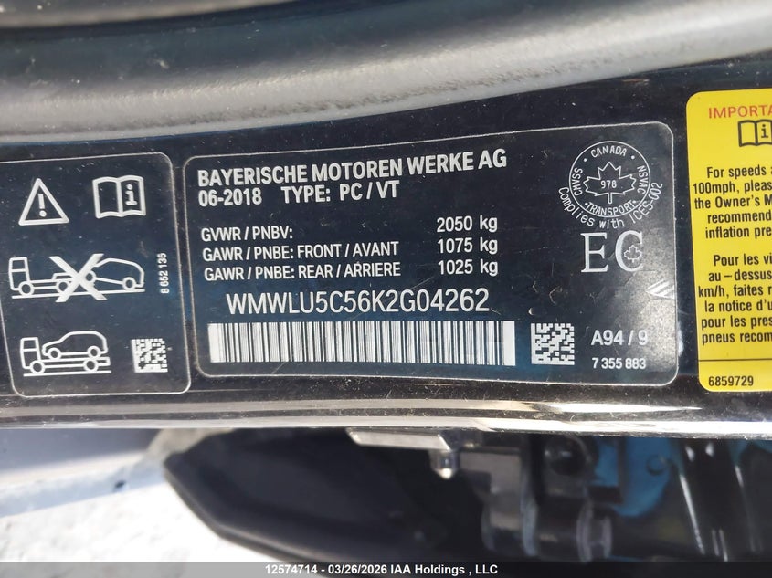 2019 Mini Cooper S Clubman All4 VIN: WMWLU5C56K2G04262 Lot: 12574714