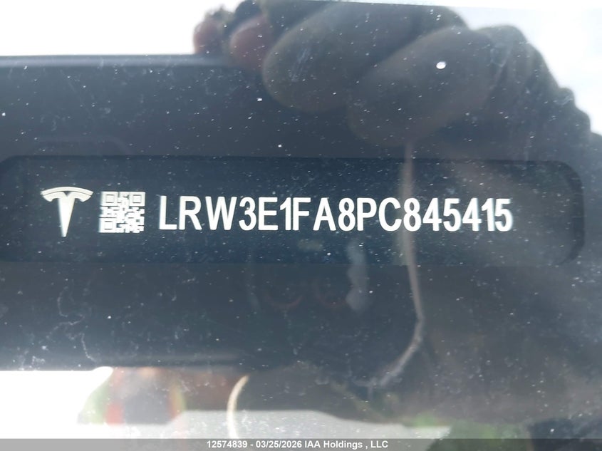 2023 Tesla Model 3 Rwd VIN: LRW3E1FA8PC845415 Lot: 12574839