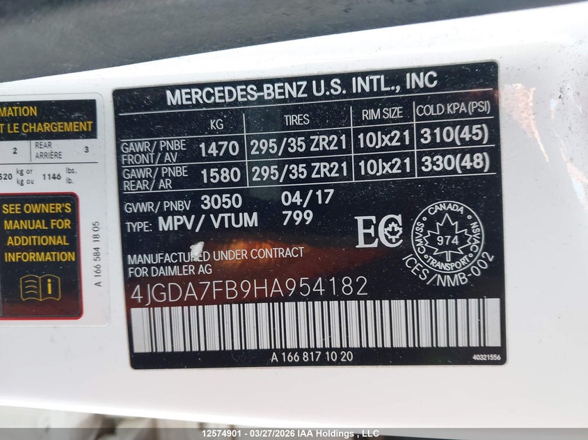 2017 Mercedes-Benz Gle 63 Amg-S 4Matic VIN: 4JGDA7FB9HA954182 Lot: 12574901