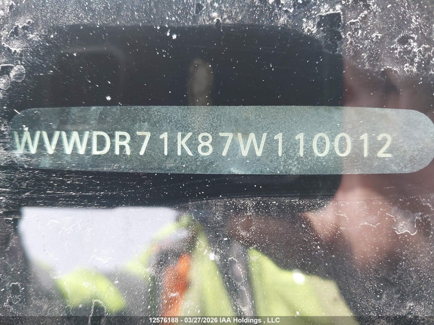 2007 Volkswagen Rabbit 5-Door VIN: WVWDR71K87W110012 Lot: 12576188