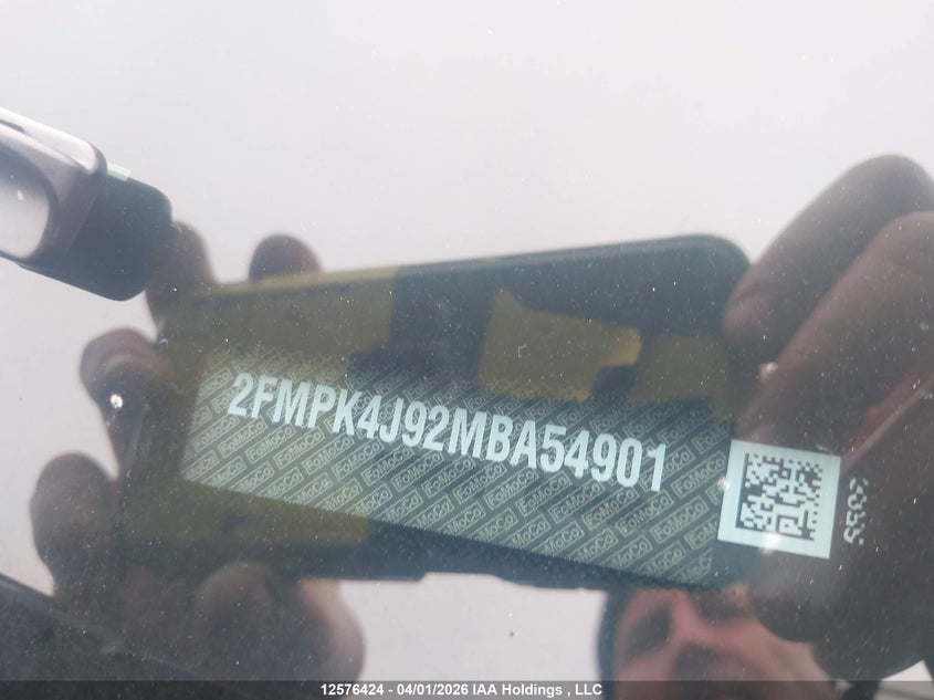 2021 Ford Edge Sel VIN: 2FMPK4J92MBA54901 Lot: 12576424