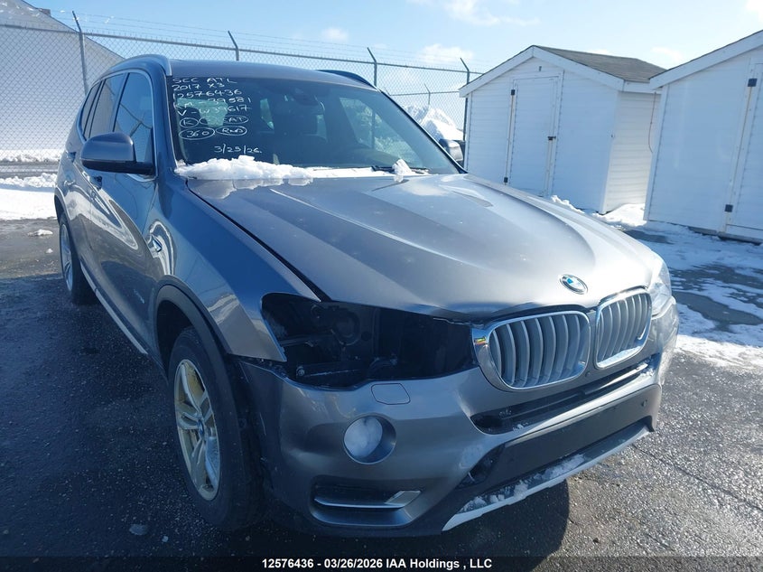2017 BMW X3 3.0 silver Lot 111012576436 Vin 5UXWX7C33H0W39617